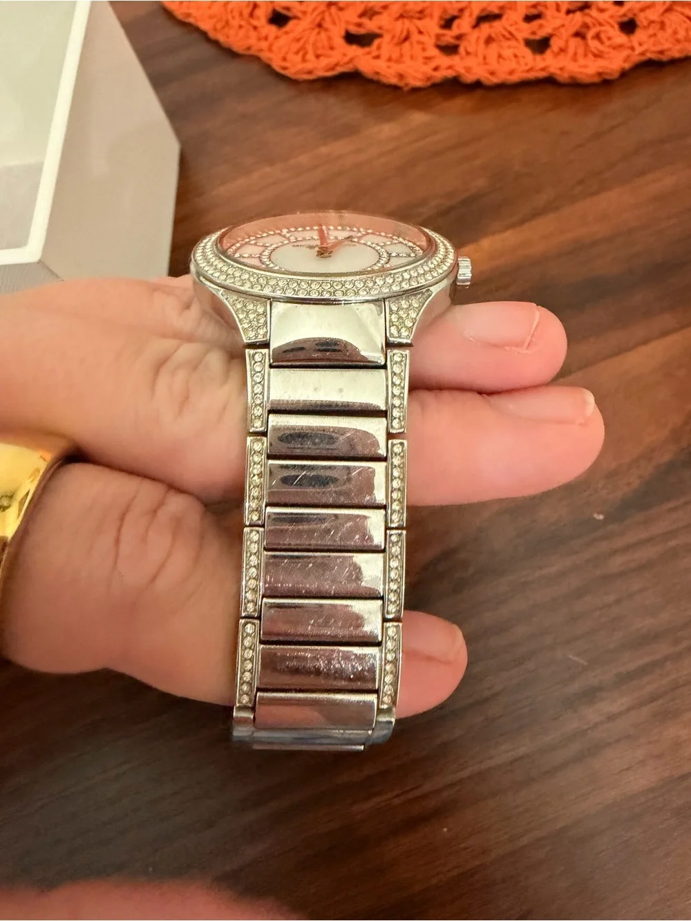 Michael Kors Silver-Tone Crystal Accent Bracelet Watch